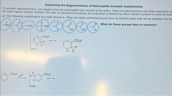 Solved Explaining The Regiochemistry Of Electrophilic | Chegg.com