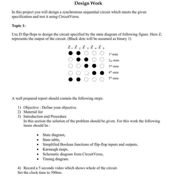 Solved Design Work In this project you will design a | Chegg.com