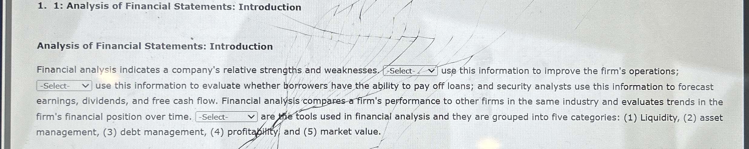 Solved 1: Analysis of Financial Statements: | Chegg.com