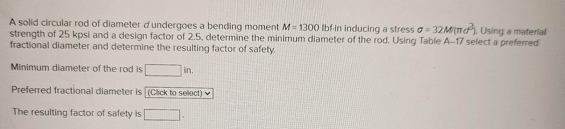 Solved A solid circular rod of diameter d ﻿undergoes a | Chegg.com