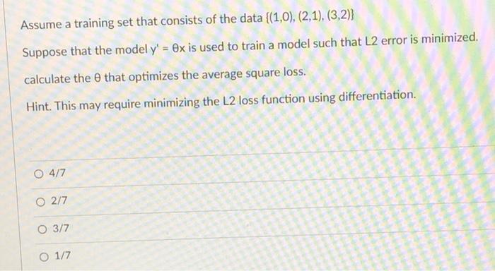 Solved Assume a training set that consists of the data | Chegg.com