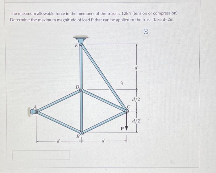 Solved The maximum allowable force in the members of the | Chegg.com
