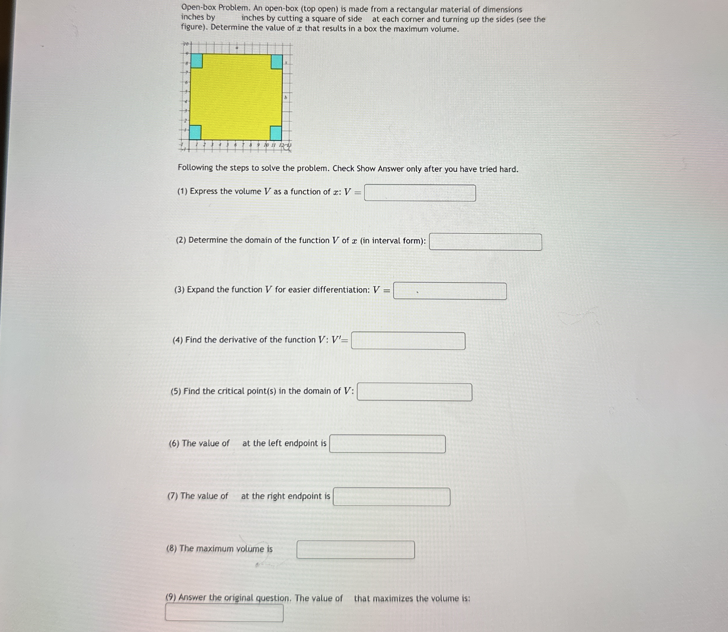 Solved Open-box Problem. An open-box (top open) ﻿is made | Chegg.com