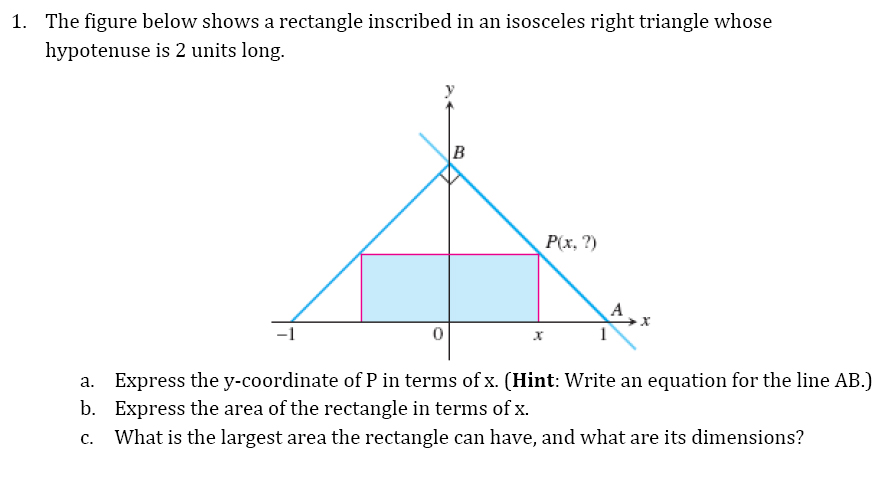 area of right isosceles triangle formula using hypotenuse