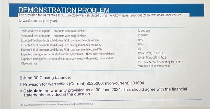 Solved DEMONSTRATION PROBLEM The Provision For Warranties At Chegg Com   Image