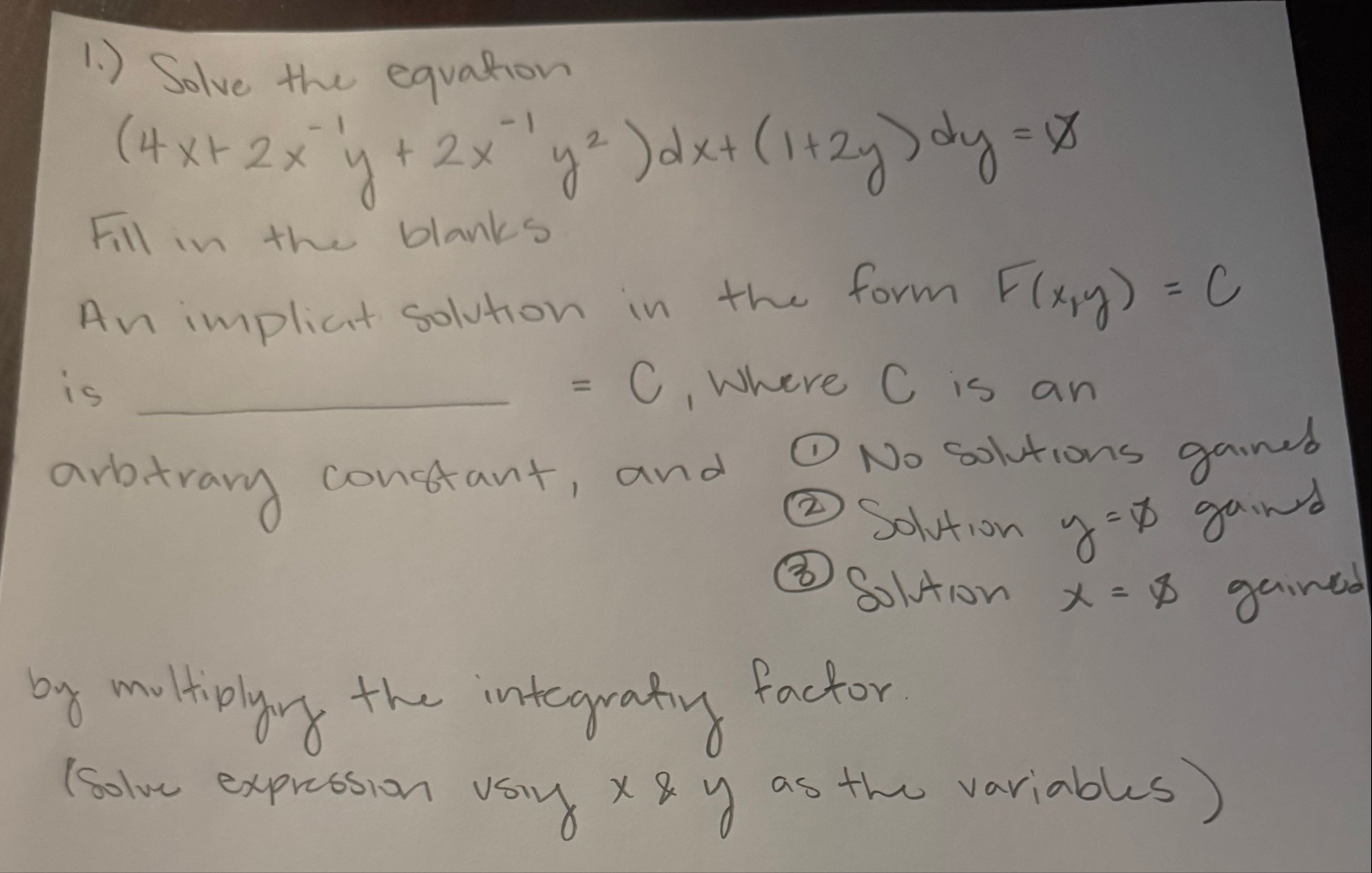 1.) ﻿Solve the | Chegg.com