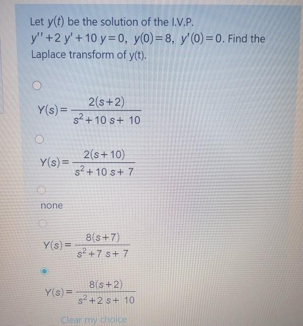 Let Y T Be The Solution Of The I V P Y 2 Y 10 Chegg Com