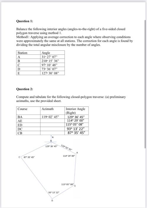 Solved Question 1: Balance the following interior angles | Chegg.com