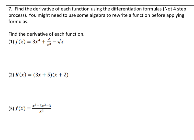 Solved Find the derivative of each function using the | Chegg.com