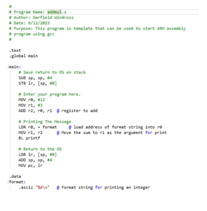 Solved In ARM assembly, Raspberry Pi. In addition please | Chegg.com