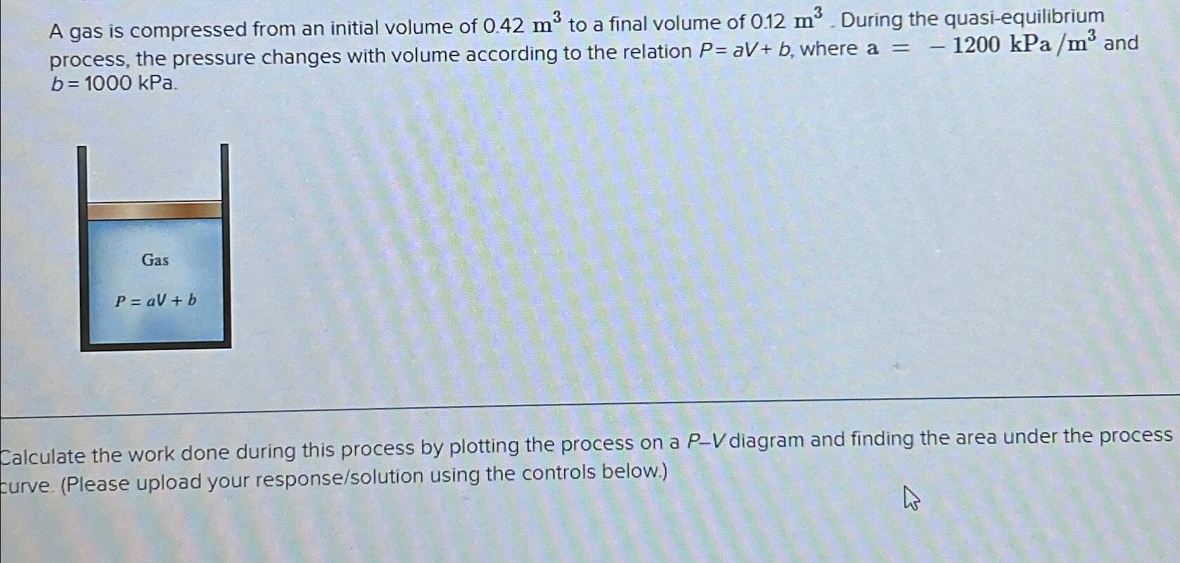 Solved A gas is compressed from an initial volume of | Chegg.com