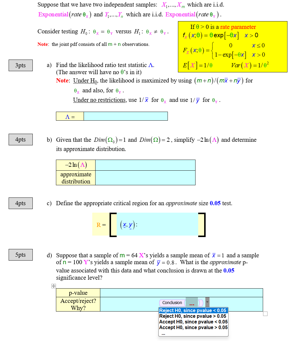 Solved Suppose that we have two independent samples: | Chegg.com