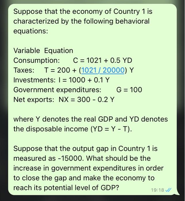 Solved Suppose that the economy of Country 1 is | Chegg.com