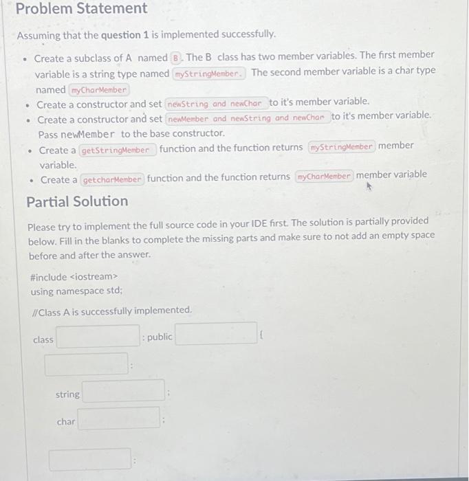 Solved Problem Statement - Create a class called A. Add one | Chegg.com
