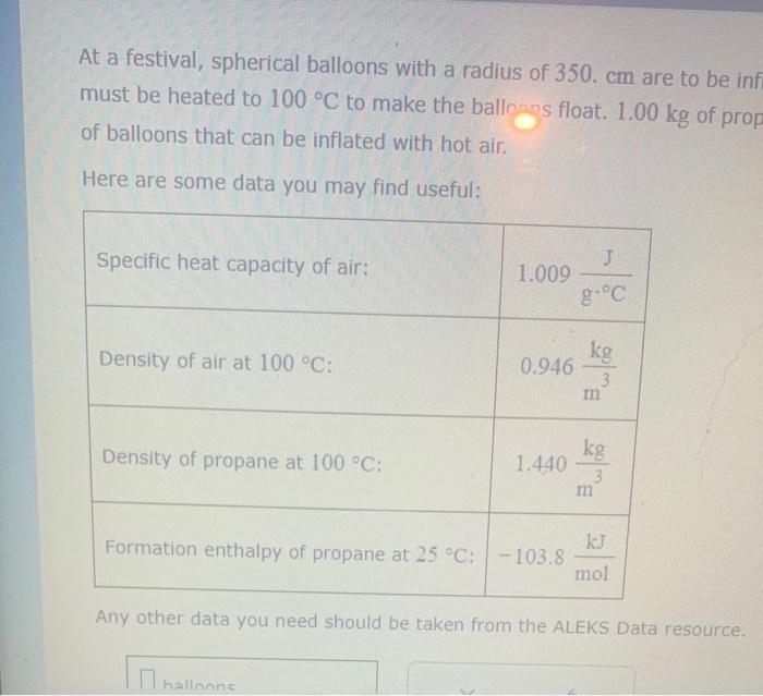 Solved At A Festival, Spherical Balloons With A Radius Of | Chegg.com