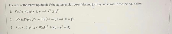 Solved For each of the following, decide if the statement is | Chegg.com