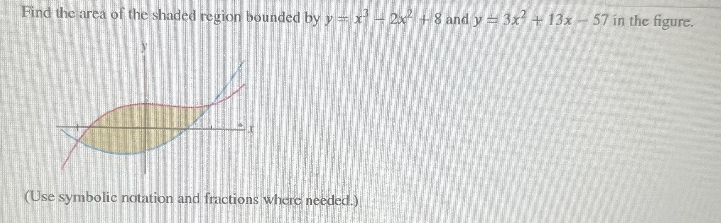 Solved Find the area of the shaded region bounded by | Chegg.com