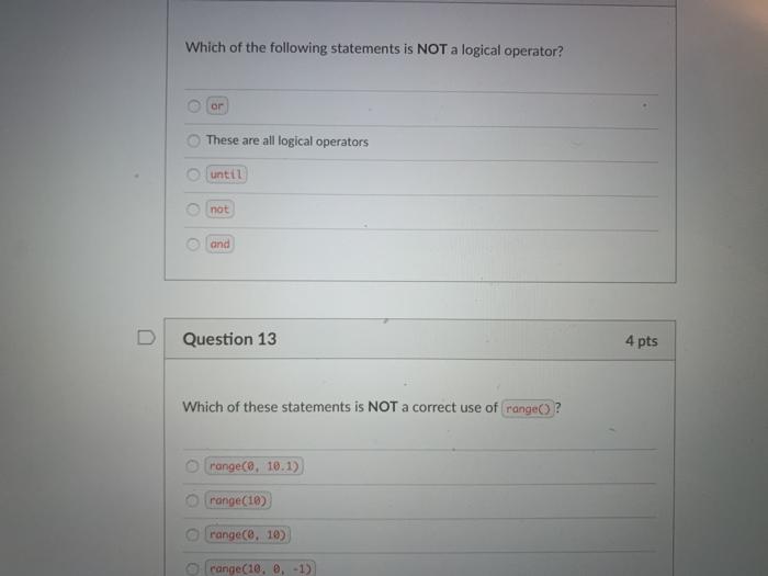 Solved Which of the following statements is NOT a logical | Chegg.com