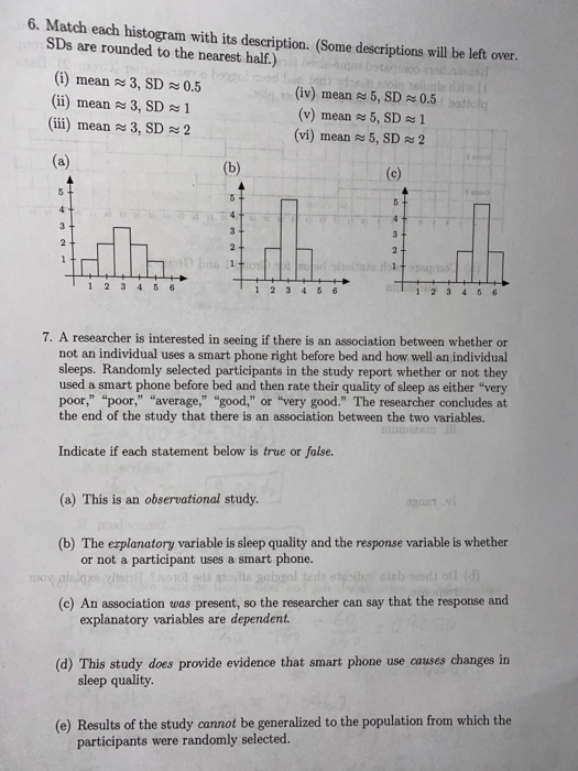 Solved 6. Match each histogram with its description. (Some | Chegg.com