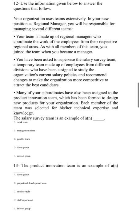Solved 12 Use The Information Given Below To Answer The Chegg Com