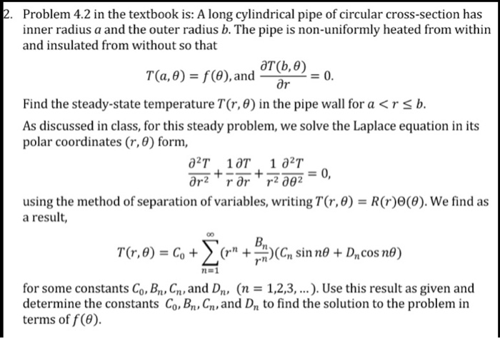 Solved Problem 4.2 in the textbook is: A long cylindrical | Chegg.com