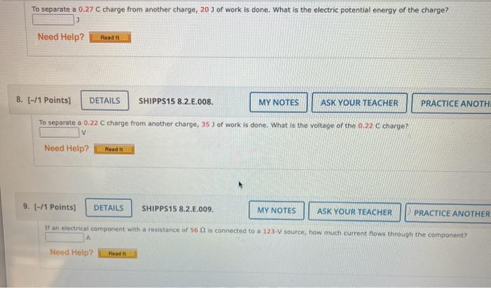 Solved To seoarate a 0.27C charge from another charge, 20 J | Chegg.com
