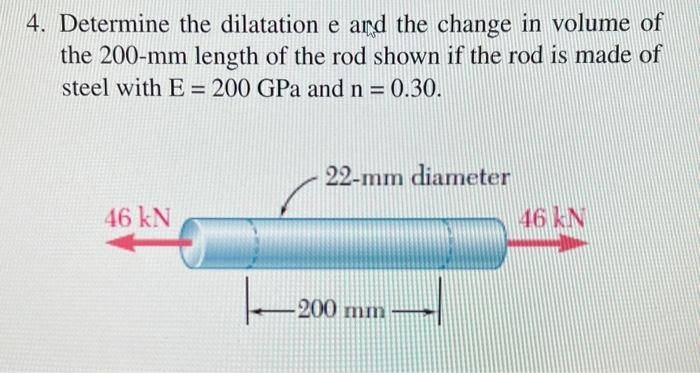 Solved 4. Determine the dilatation e and the change in | Chegg.com