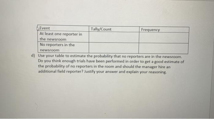 Solved 3. You are to conduct a simulation to help the | Chegg.com