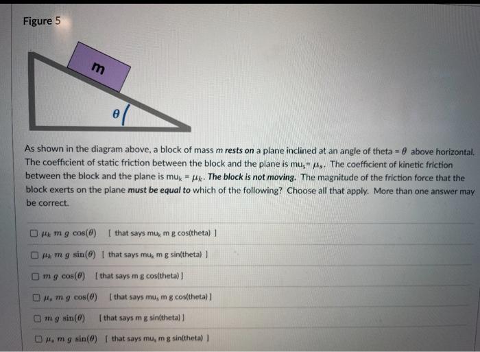 Solved Figure 5 m Ꮎ As shown in the diagram above, a block | Chegg.com
