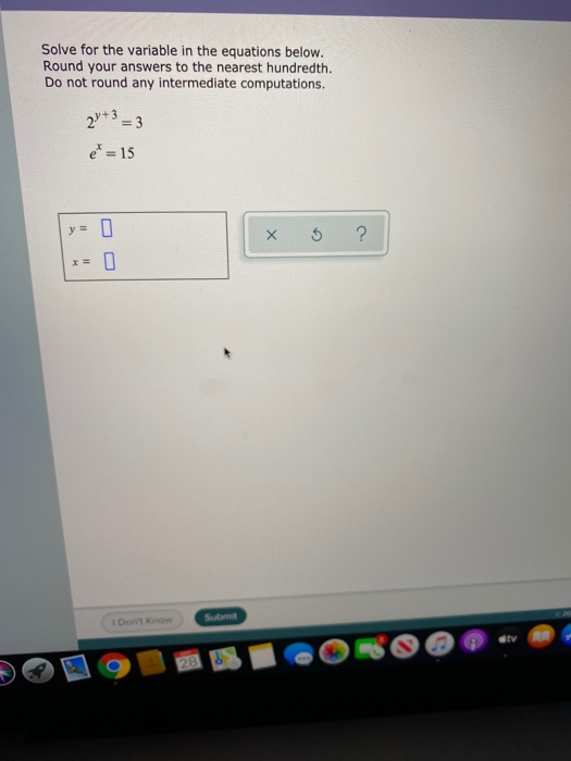 Solved Solve for the variable in the equations below. Round | Chegg.com