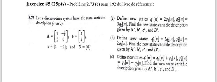Solved Exercice \#5 (25pts) - Problème 2.73 (c) page 192 du | Chegg.com