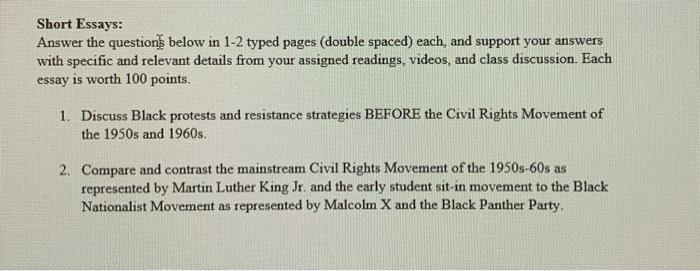 civil rights movement essay topics