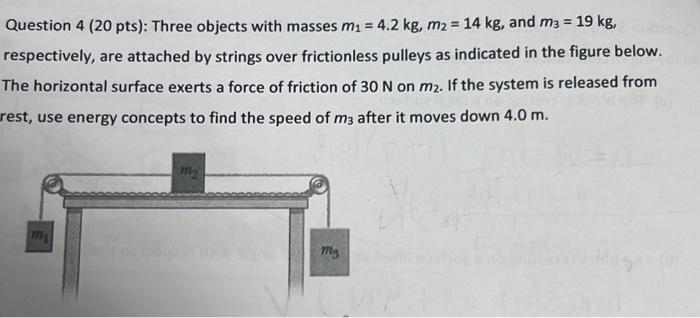 Solved Question 4 (20 pts): Three objects with masses m1=4.2 | Chegg.com