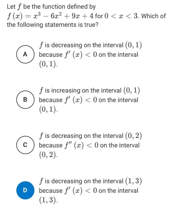 Solved Let F Be The Function Defined By F X X3 6x2 9x