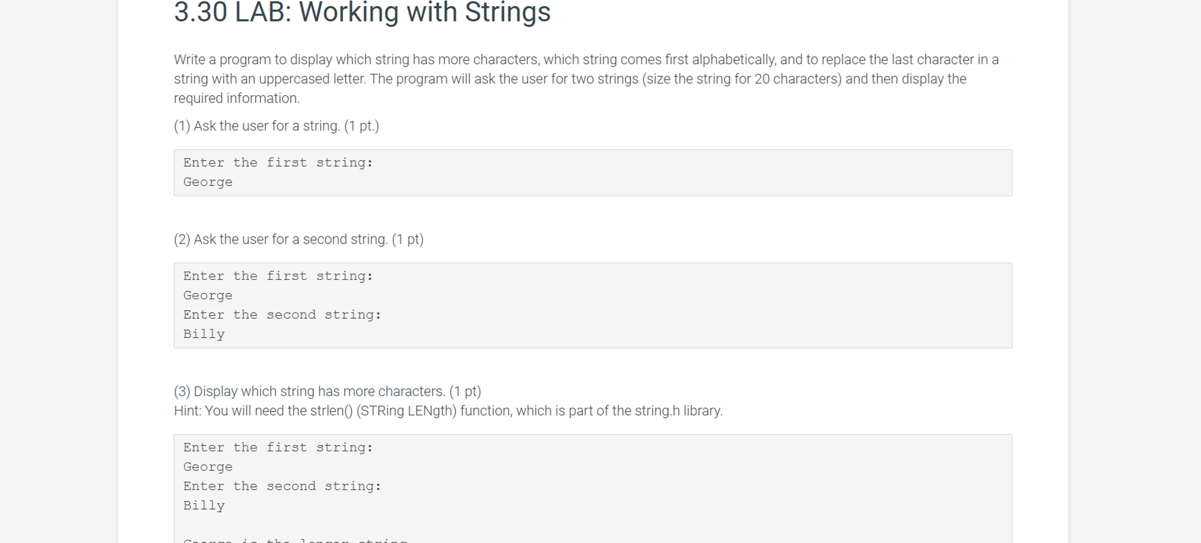 python string lstrip() method » programming funda |... Solved 3.30 LAB: Working with StringsWrite a program in C | Chegg.com
