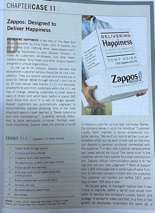 Solved Zappos Designed to Deliver Happiness OELIVERING Chegg