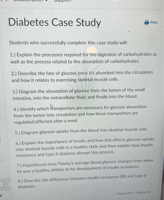 Solved Diabetes Case Study Print Babes Who Successfully Chegg Com