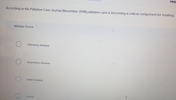 Solved According to the Palliative Care Journal (November | Chegg.com