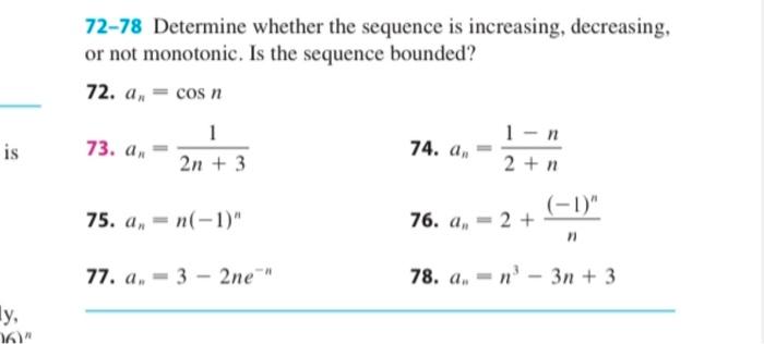 Solved 72-78 Determine whether the sequence is increasing, | Chegg.com