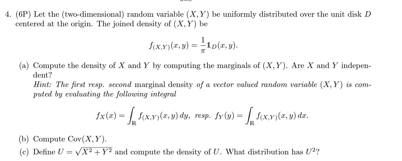 Solved (6P) Let the (two-dimensional) random variable (X,Y) | Chegg.com