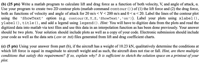 Problem 2 (40 pts). The lift and drag force on an | Chegg.com