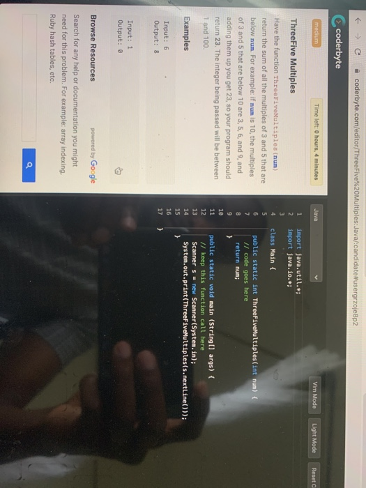 Solved Coderbyte Com Editor Threefive multiples Java Chegg Com
