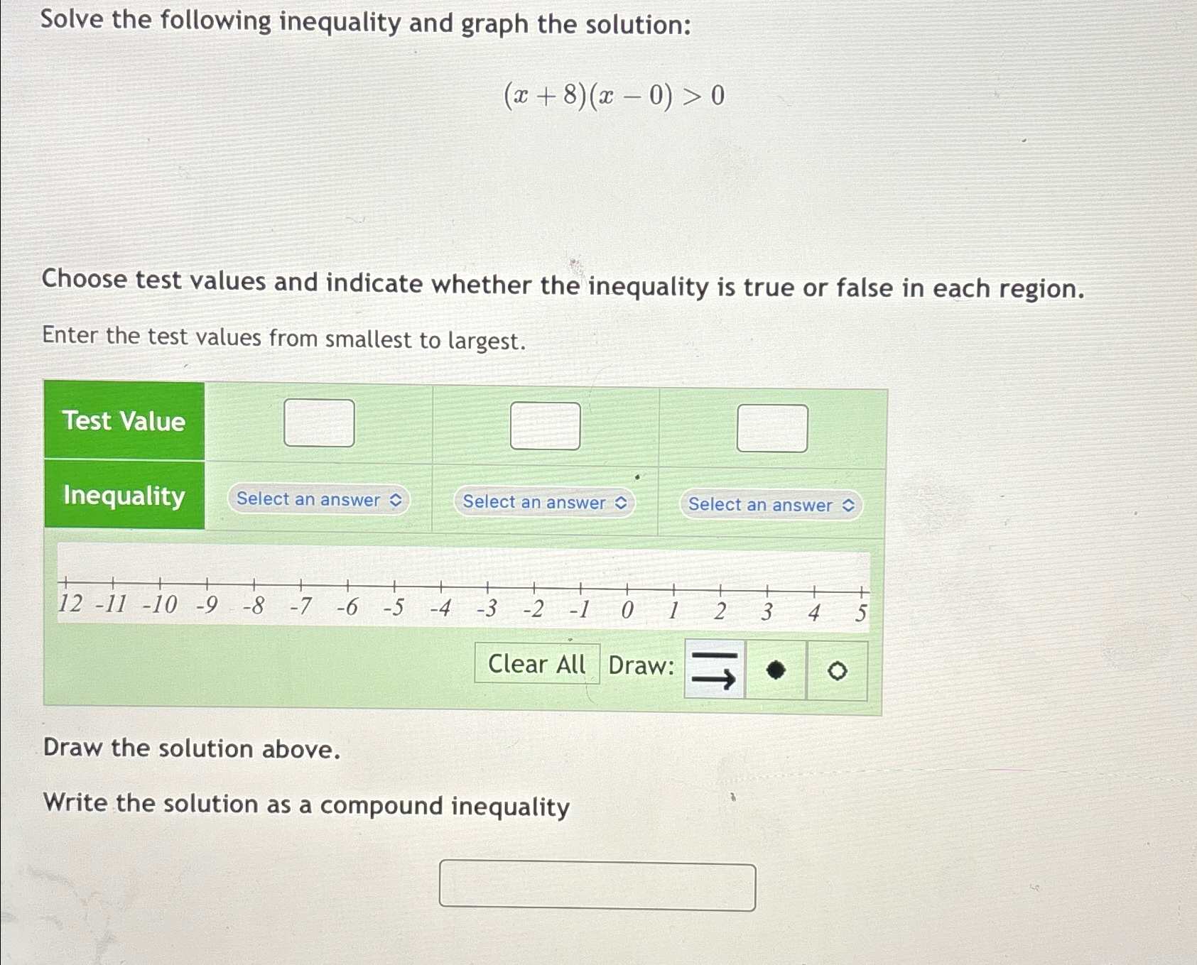 Solved Solve the following inequality and graph the | Chegg.com