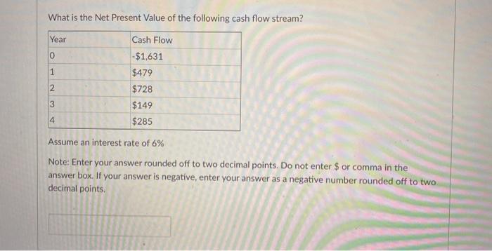 Solved What is the Net Present Value of the following cash | Chegg.com