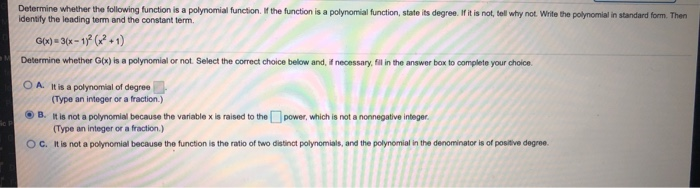 Solved Determine whether the following function is a | Chegg.com