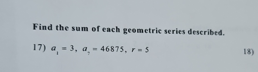 Solved Find the sum of each geometric series | Chegg.com