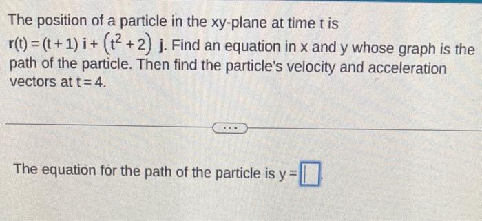 Solved The position of a particle in the xy-plane at time t | Chegg.com