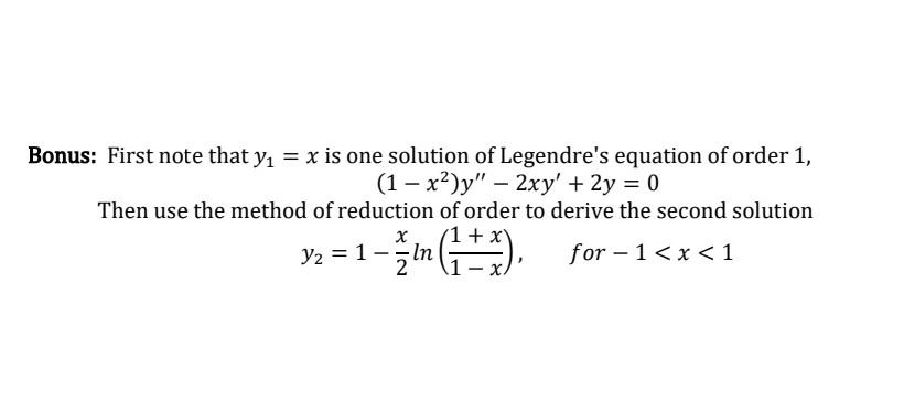 Solved Bonus First Note That Yi X Is One Solution Of Chegg Com