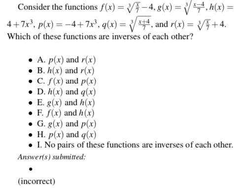 Solved Consider The Functions F X 4 G X H X 4 7 Chegg Com