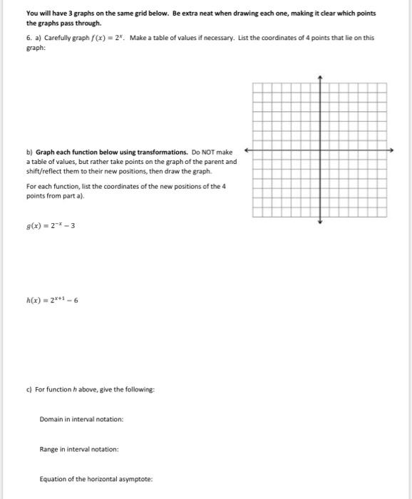 Solved You will have 3 graphs on the same grid below. Be | Chegg.com